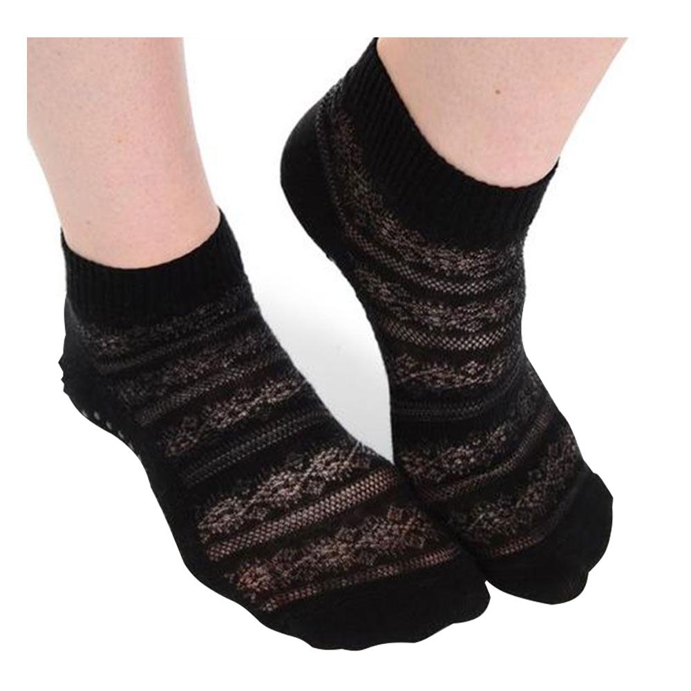 Great Soles - Kailey Crochet Grip Sock - Black/Black