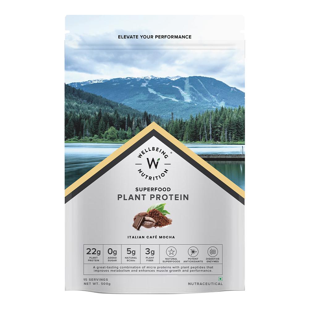 Wellbeing Nutrition - Plant Protein Italian Café Mocha - 500 Grams