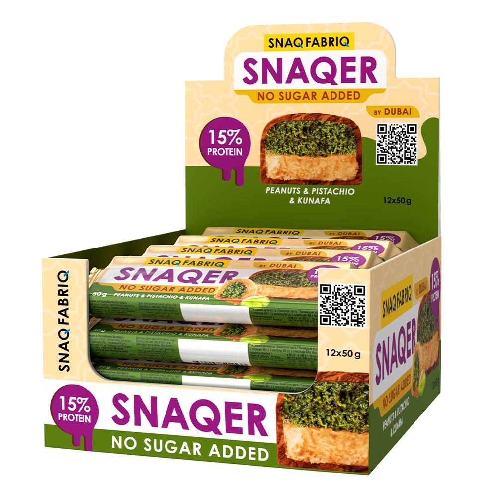 Snaqfabriq - SNAQER Bar - Peanuts & Pistachio Kunafa  - Box of 12