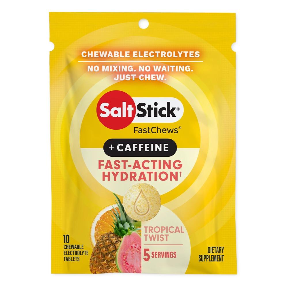 Saltstick - Electrolyte FastChews + Caffeine - Tropical Twist - 10 Chewable Tablets