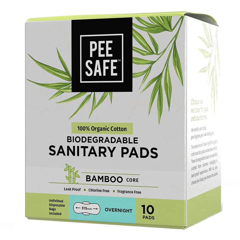 Pee Safe - Biodegradable Sanitary Pads Overnight - Pack of 10