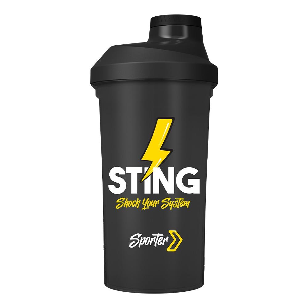 سبورتر - مطرة شيكر مع عبارة"Sting Shock Your System Shaker"- أسود/أبيض/أصفر - 600 مل