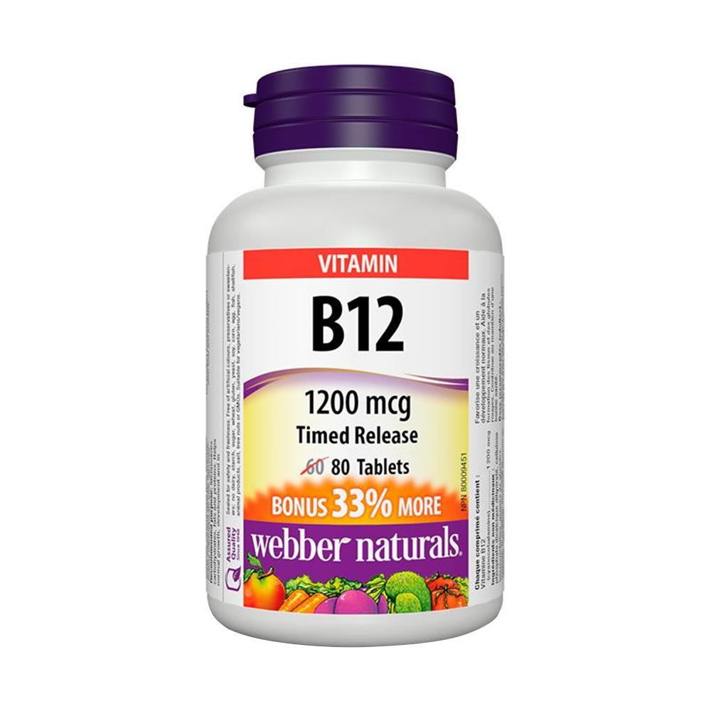 Webber Naturals - Vitamin B12 Time Release 1,200 mcg 