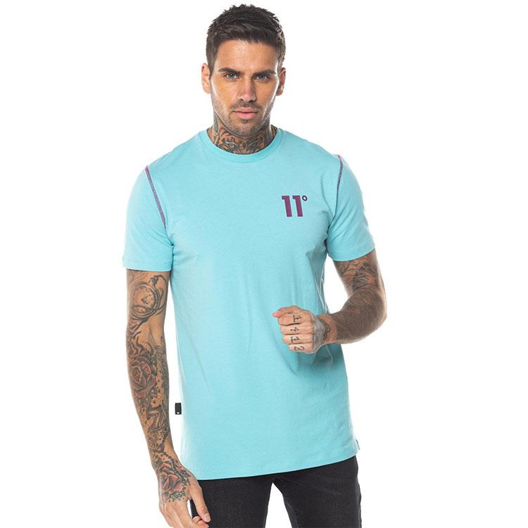 11 Degrees - Contrast Logo T-Shirt - Turquoise