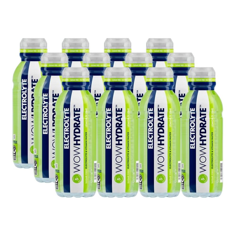 WOW Hydrate Electrolyte & Vitamin Water Lemon & Lime - Pack of 12