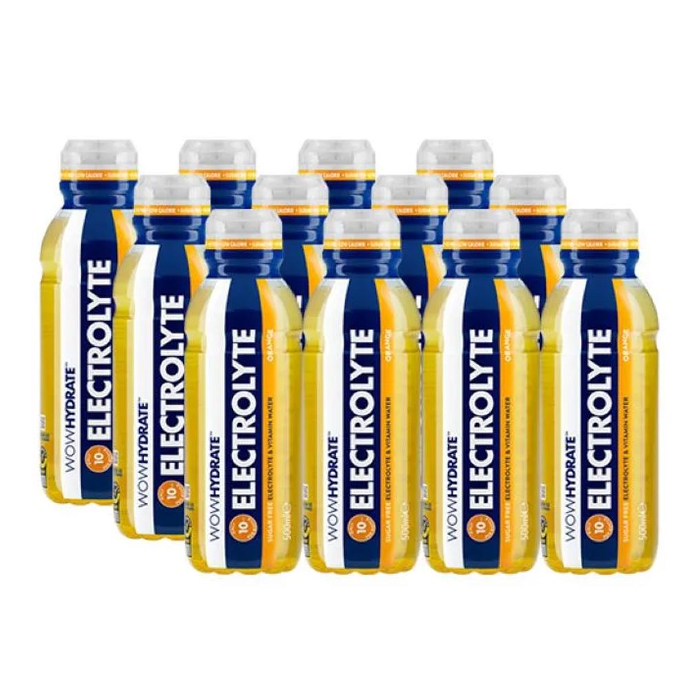 WOW Hydrate Electrolyte & Vitamin Water Orange - Pack of 12