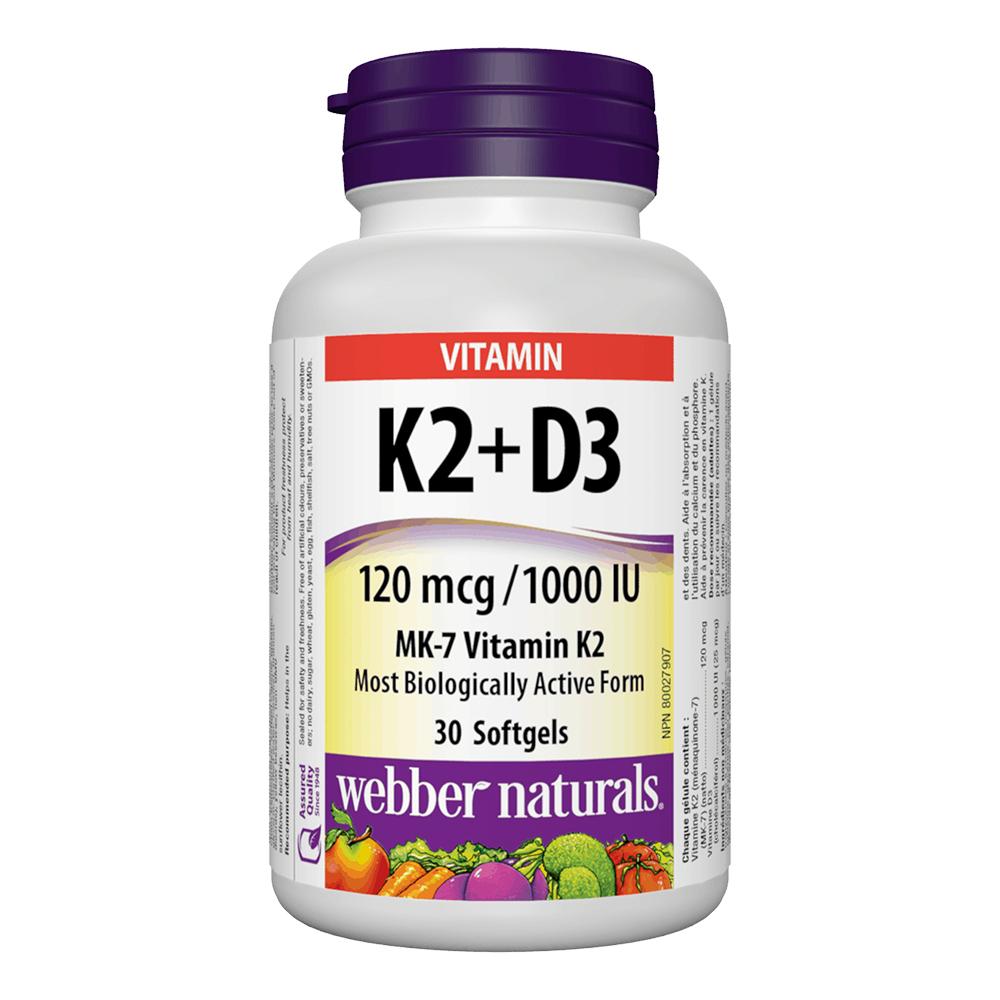 Webber Naturals - Vitamin K2 + D3 120 mcg