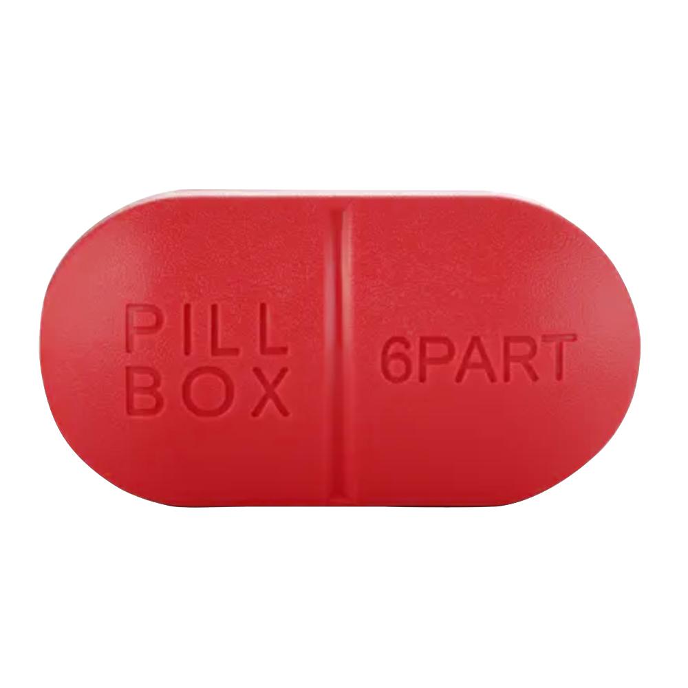 Sporter - Oval Pill Box - 6 Parts - Red