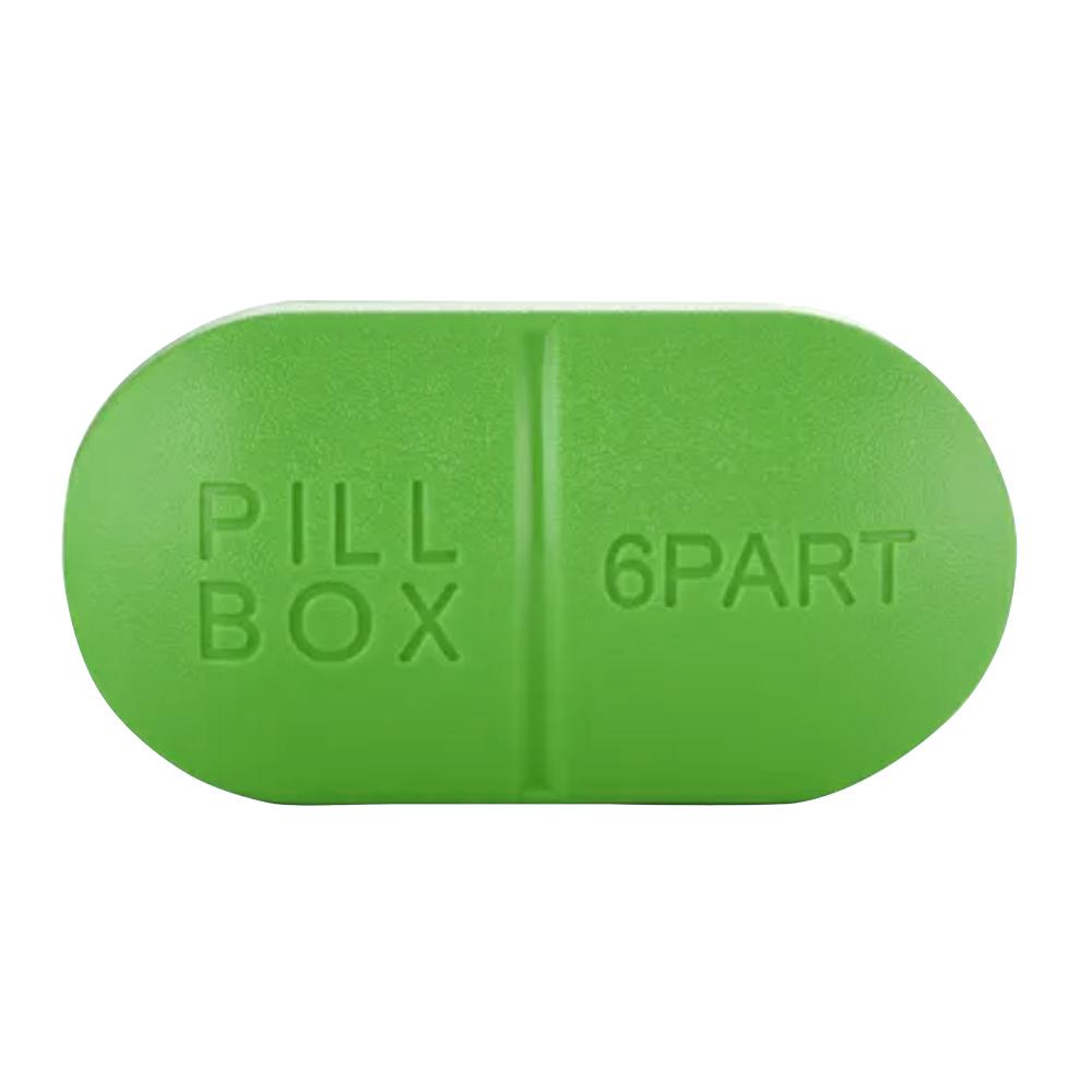 Sporter - Oval Pill Box - 6 Parts - Green