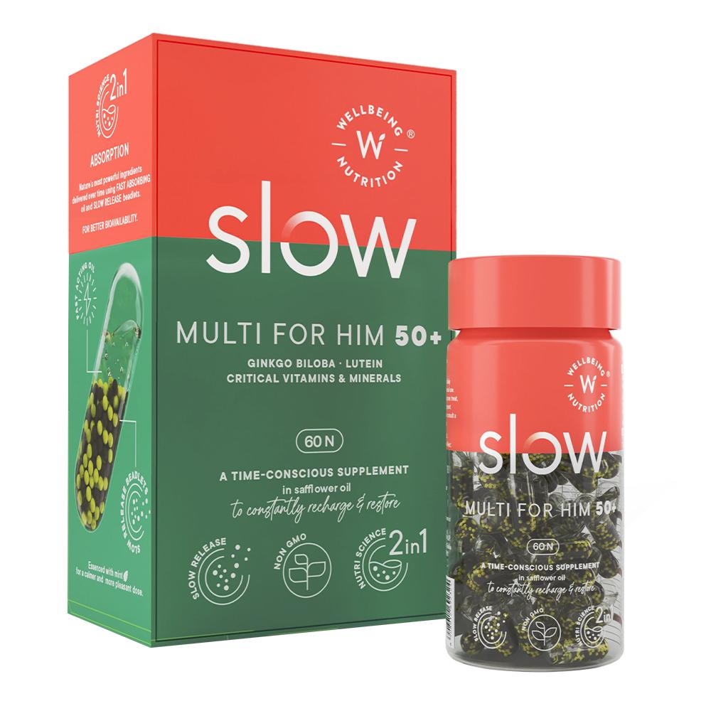 Wellbeing Nutrition - Slow - Multivitamin for Men 50+ for Vision, Bone & Heart Health