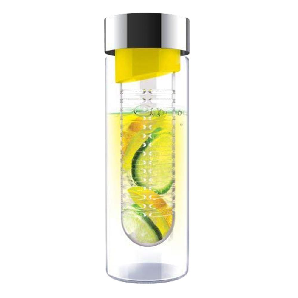 أسوبو - مطرة ماء زجاجية "فليفور أت" مع مصفاة للفاكهة - أصفر
