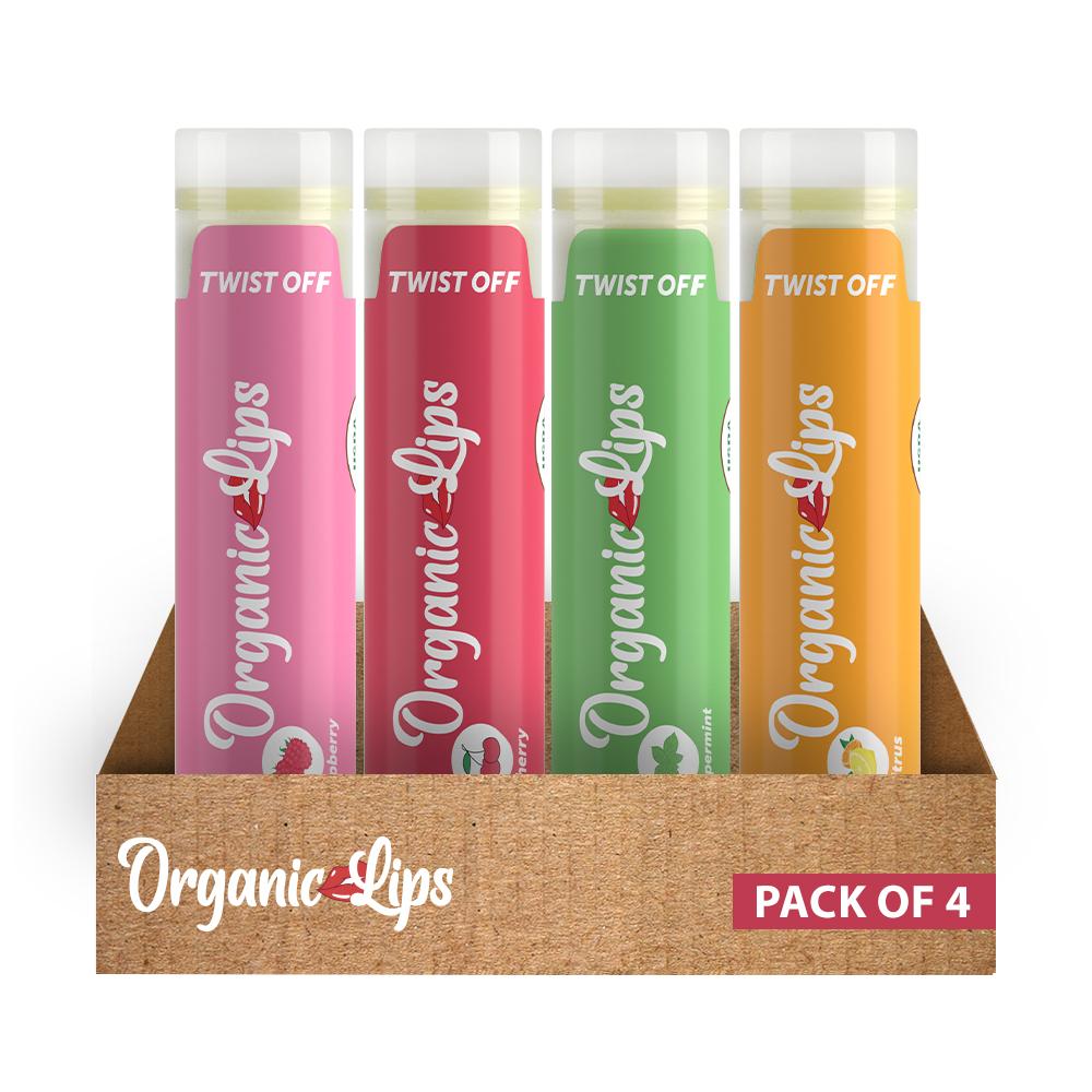 Organic Lips - Organic Lip Balm - Pack of 4 