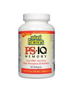 ناتشورال فاكتورز - مكمِل PS IQ لتنشيط الذاكرة 25 مغ وأوميغا-3-6 350 مغ