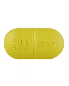 Sporter - Oval Pill Box - 6 Parts - Yellow
