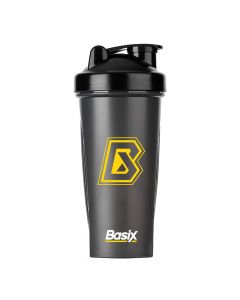 Basix - Shaker Bottle - Black Transparent with Yellow Logo
