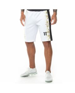 11 Degrees - Printed Contrast Panel High Leg Poly Shorts - White/Black/Gold