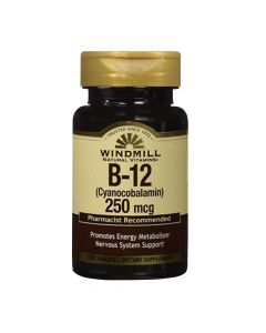 Windmill Natural Vitamins - B-12 Cyanocobalamin 250 MCG